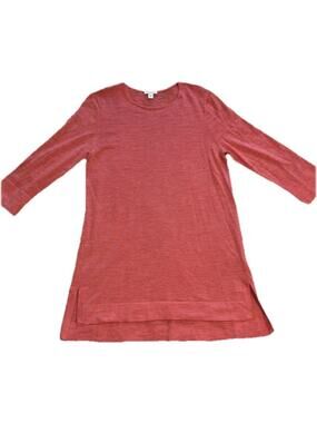 J. Jill Fine Merino Wool Sweater Melon Pink 3/4 Sleeve, Tunic Length, Size Med